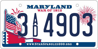 MD license plate 3AD4903