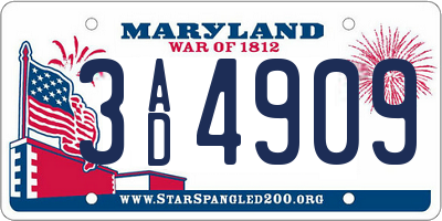 MD license plate 3AD4909