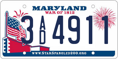 MD license plate 3AD4911