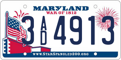 MD license plate 3AD4913