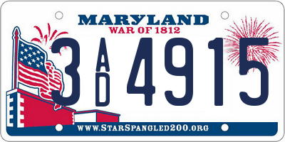 MD license plate 3AD4915