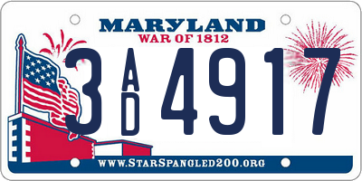 MD license plate 3AD4917