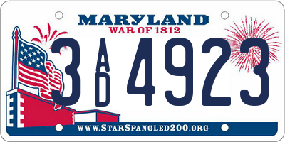 MD license plate 3AD4923