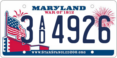 MD license plate 3AD4926
