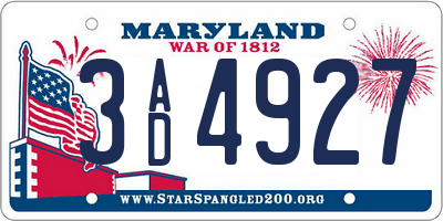 MD license plate 3AD4927