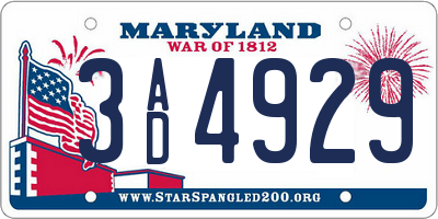 MD license plate 3AD4929