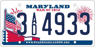 MD license plate 3AD4933