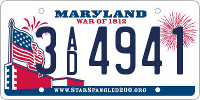 MD license plate 3AD4941