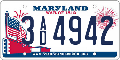 MD license plate 3AD4942
