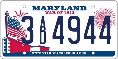 MD license plate 3AD4944