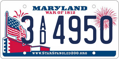 MD license plate 3AD4950