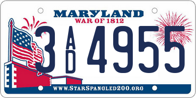 MD license plate 3AD4955