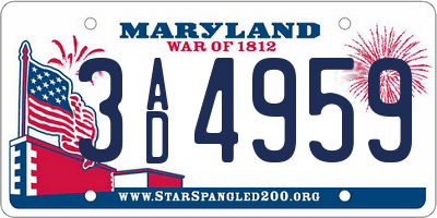 MD license plate 3AD4959