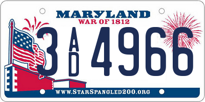 MD license plate 3AD4966