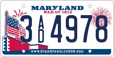 MD license plate 3AD4978