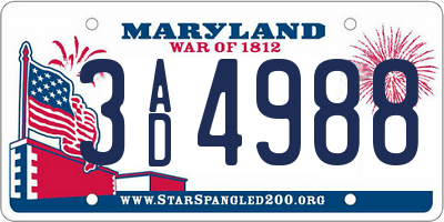 MD license plate 3AD4988