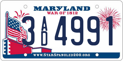 MD license plate 3AD4991