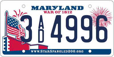 MD license plate 3AD4996