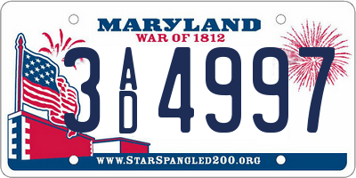 MD license plate 3AD4997