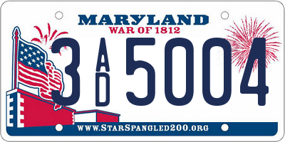 MD license plate 3AD5004