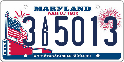 MD license plate 3AD5013