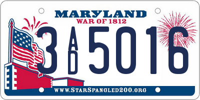 MD license plate 3AD5016