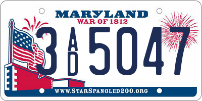 MD license plate 3AD5047