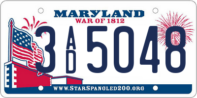 MD license plate 3AD5048