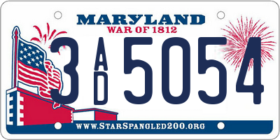 MD license plate 3AD5054