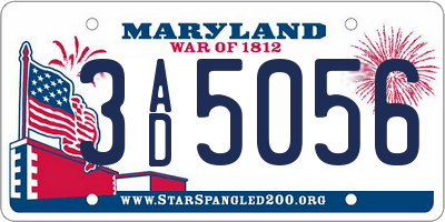 MD license plate 3AD5056
