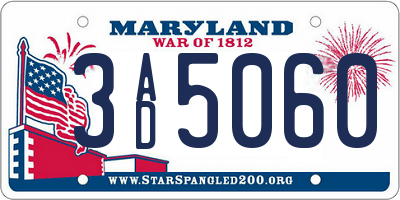 MD license plate 3AD5060