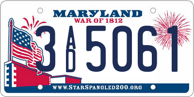MD license plate 3AD5061