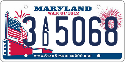 MD license plate 3AD5068