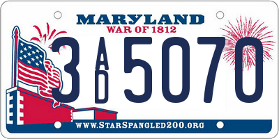 MD license plate 3AD5070