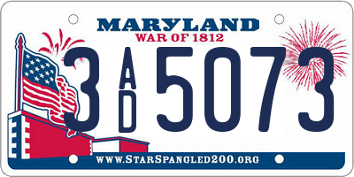 MD license plate 3AD5073