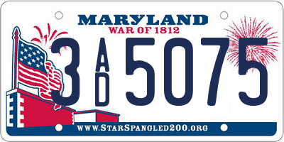 MD license plate 3AD5075