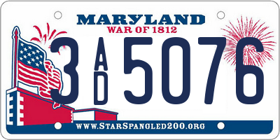 MD license plate 3AD5076