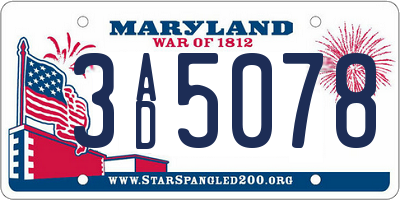 MD license plate 3AD5078