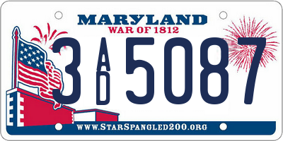 MD license plate 3AD5087