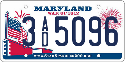 MD license plate 3AD5096