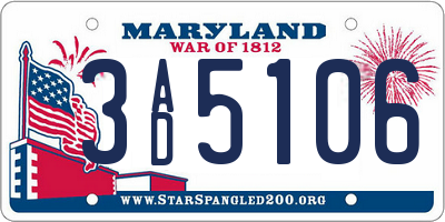 MD license plate 3AD5106