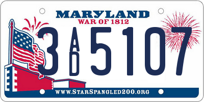 MD license plate 3AD5107