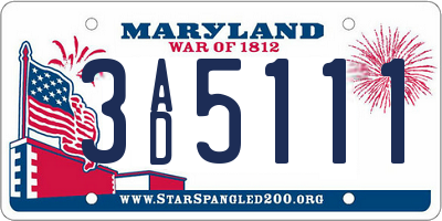MD license plate 3AD5111