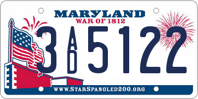 MD license plate 3AD5122