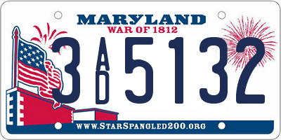 MD license plate 3AD5132