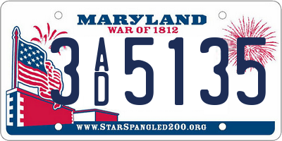 MD license plate 3AD5135