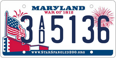 MD license plate 3AD5136