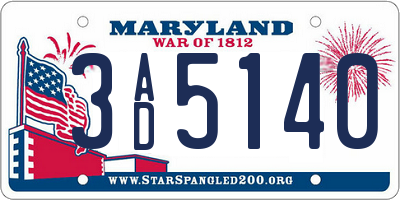 MD license plate 3AD5140