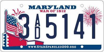 MD license plate 3AD5141