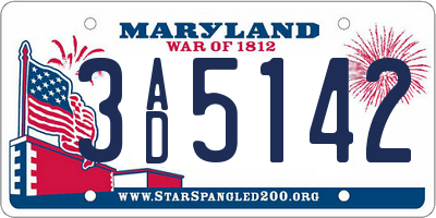 MD license plate 3AD5142